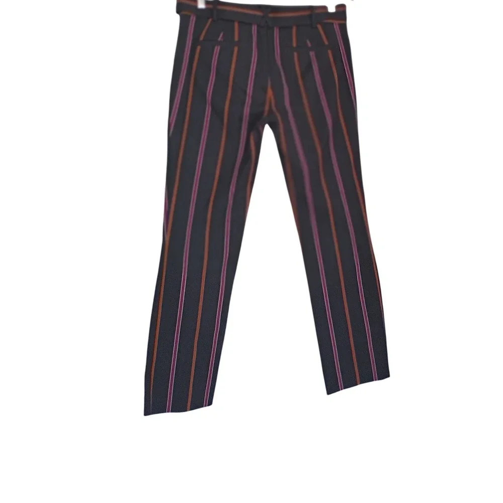 Anthropologie The Essential Slim Striped Pants‎ Burgundy Black Womens Size 10